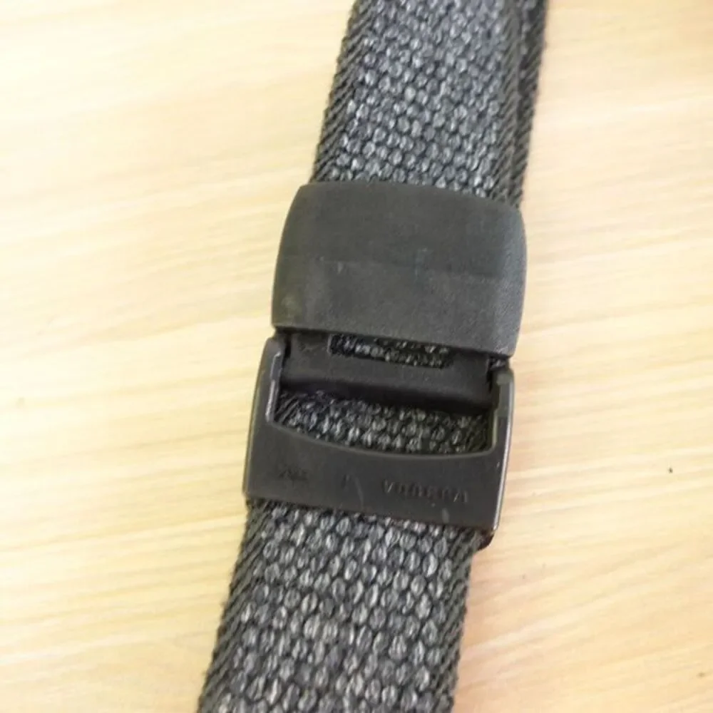 Woven‎ Black Mens Belt 36 Slide Buckle Fabric Basic No Holes Work Gevaert JAPAN